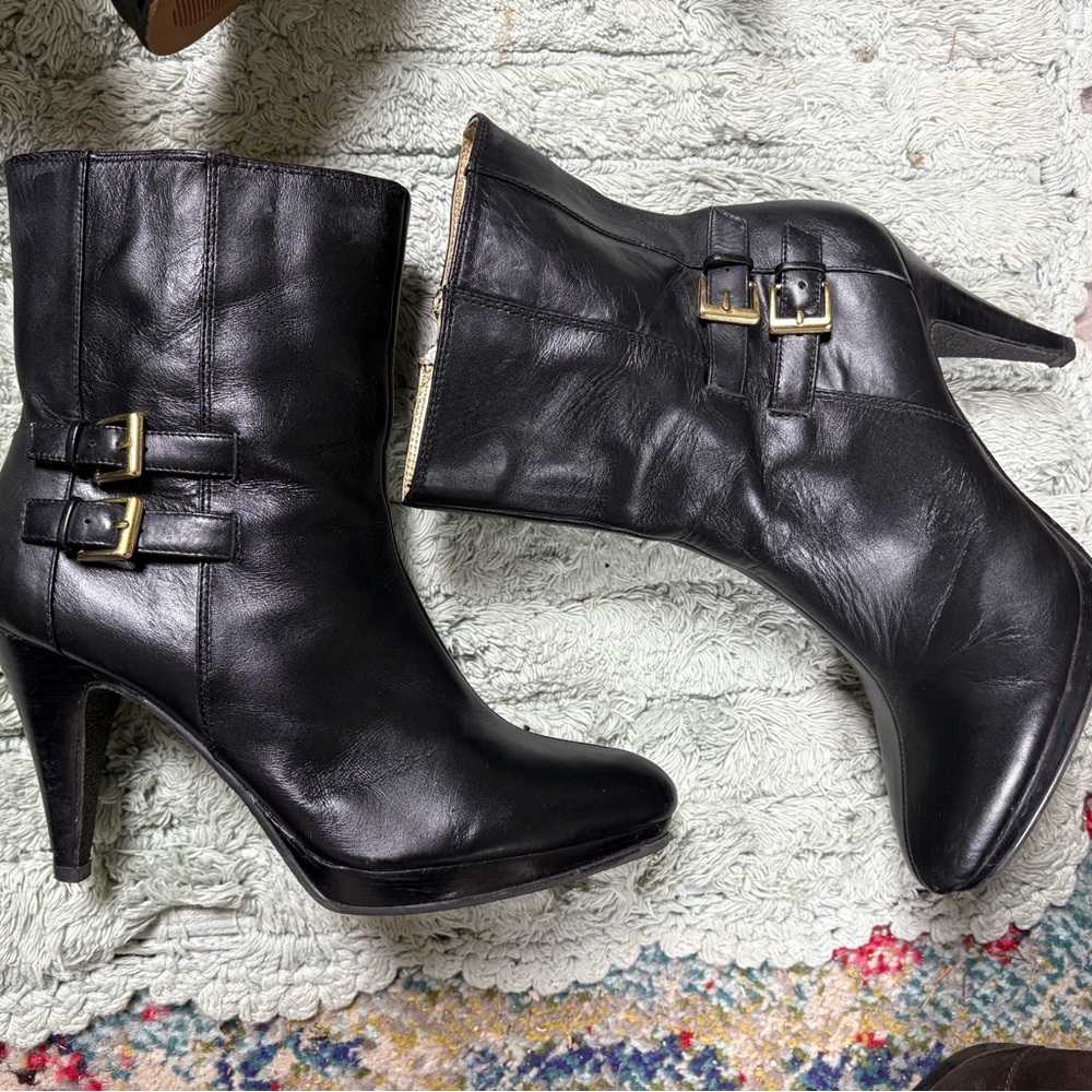 Kelly & Katie women’s heeled boots leather black size 8